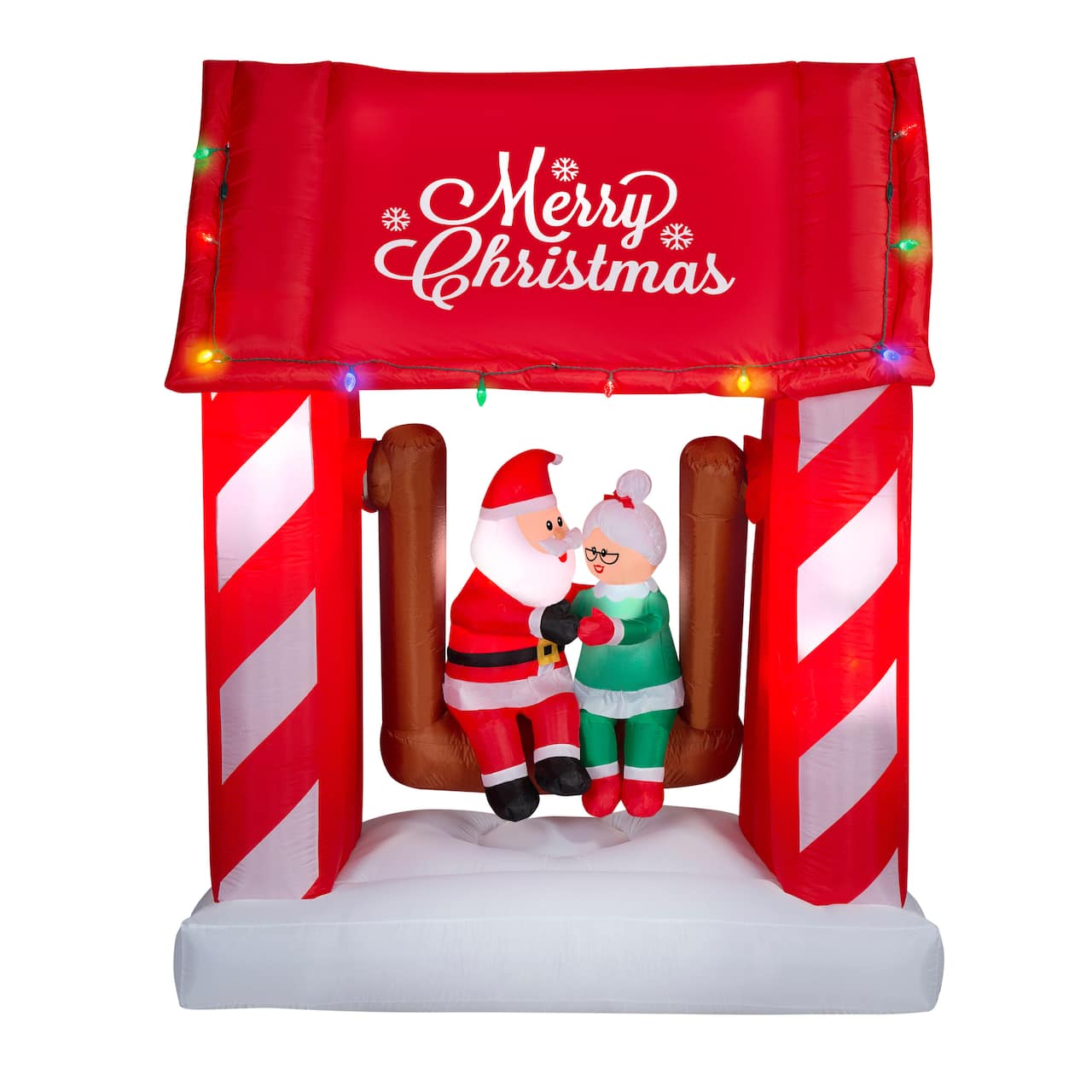 7ft. Animated Airblown® Inflatable Christmas Mr. & Mrs. Claus on Swing